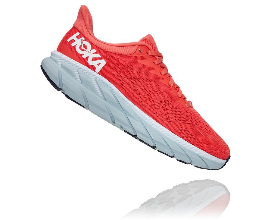 Zapatillas Running Hoka One One Mujer - Clifton 7 - Rojas/Blancas - PUX127465